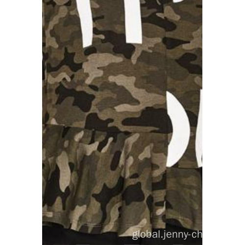 Knitting Women Clothes For All Seasons Camo patchwork ladies short sleeve flounces bottom Supplier